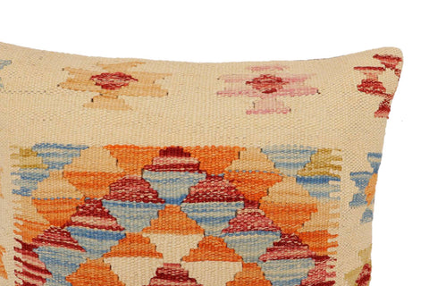 handmade Traditional Pillow Beige Rust Hand-Woven SQUARE 100% WOOL Hand woven turkish pillow2 x 2