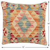 handmade Traditional Pillow Blue Rust Hand-Woven SQUARE 100% WOOL  Hand woven turkish pillow  3 x 5