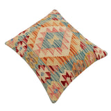 handmade Traditional Pillow Blue Rust Hand-Woven SQUARE 100% WOOL  Hand woven turkish pillow  3 x 5