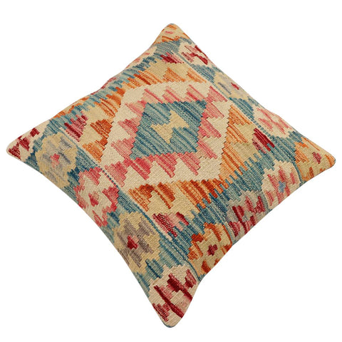 handmade Traditional Pillow Blue Rust Hand-Woven SQUARE 100% WOOL Hand woven turkish pillow2 x 2