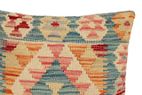 handmade Traditional Pillow Blue Rust Hand-Woven SQUARE 100% WOOL Hand woven turkish pillow2' x 2'