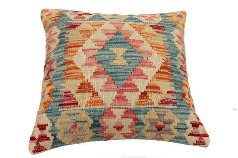 handmade Traditional Pillow Blue Rust Hand-Woven SQUARE 100% WOOL Hand woven turkish pillow2 x 2