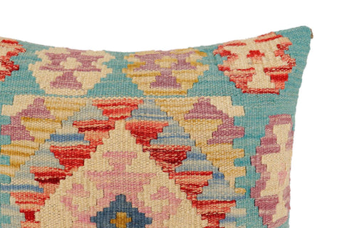 handmade Traditional Pillow Blue Rust Hand-Woven SQUARE 100% WOOL Hand woven turkish pillow2 x 2