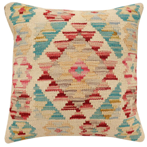 handmade Traditional Pillow Beige Red Hand-Woven SQUARE 100% WOOL Hand woven turkish pillow2 x 2