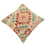 handmade Traditional Pillow Beige Red Hand-Woven SQUARE 100% WOOL Hand woven turkish pillow2' x 2'