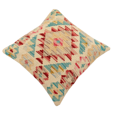 handmade Traditional Pillow Beige Red Hand-Woven SQUARE 100% WOOL Hand woven turkish pillow2 x 2