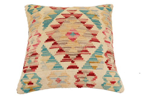 handmade Traditional Pillow Beige Red Hand-Woven SQUARE 100% WOOL Hand woven turkish pillow2 x 2