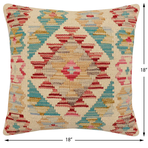 handmade Traditional Pillow Beige Red Hand-Woven SQUARE 100% WOOL Hand woven turkish pillow2 x 2