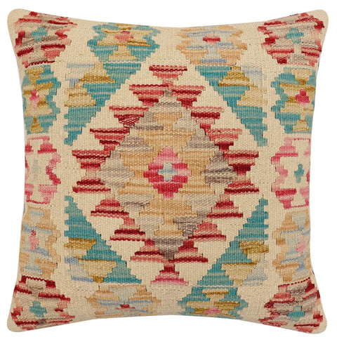 handmade Traditional Pillow Beige Red Hand-Woven SQUARE 100% WOOL Hand woven turkish pillow2 x 2