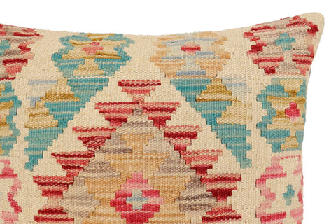 handmade Traditional Pillow Beige Red Hand-Woven SQUARE 100% WOOL Hand woven turkish pillow2 x 2
