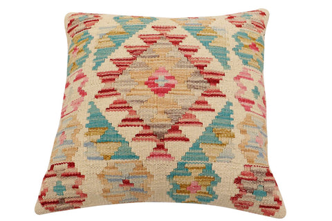 handmade Traditional Pillow Beige Red Hand-Woven SQUARE 100% WOOL Hand woven turkish pillow2 x 2