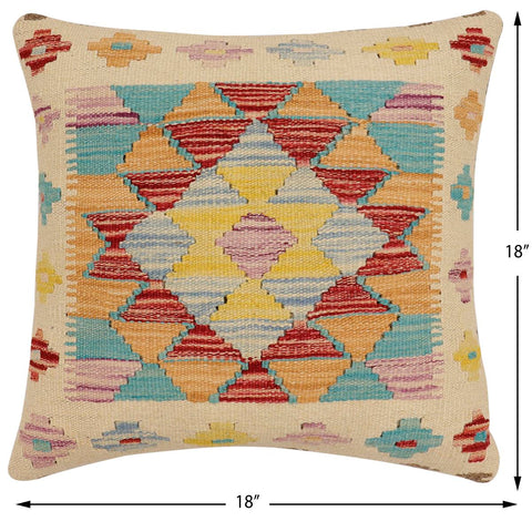 handmade Traditional Pillow Beige Rust Hand-Woven SQUARE 100% WOOL Hand woven turkish pillow2 x 2