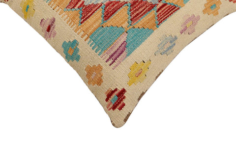 handmade Traditional Pillow Beige Rust Hand-Woven SQUARE 100% WOOL Hand woven turkish pillow2 x 2