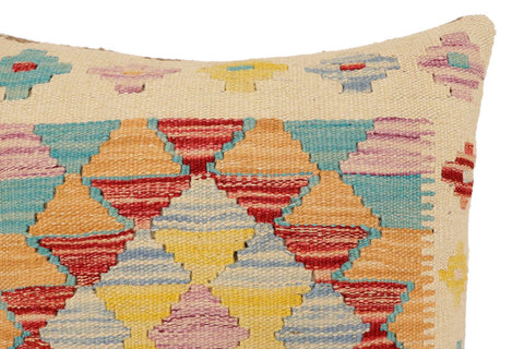 handmade Traditional Pillow Beige Rust Hand-Woven SQUARE 100% WOOL Hand woven turkish pillow2 x 2
