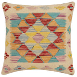 handmade Traditional Pillow Beige Rust Hand-Woven SQUARE 100% WOOL Hand woven turkish pillow2' x 2'