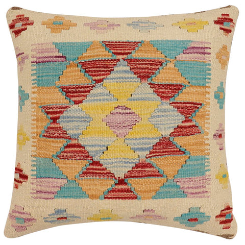 handmade Traditional Pillow Beige Rust Hand-Woven SQUARE 100% WOOL Hand woven turkish pillow2 x 2