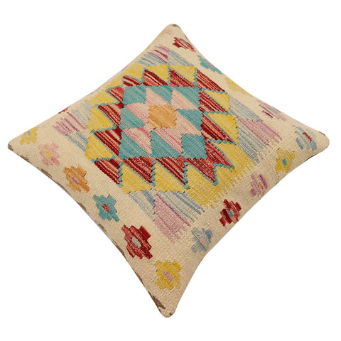handmade Traditional Pillow Beige Rust Hand-Woven SQUARE 100% WOOL Hand woven turkish pillow2 x 2