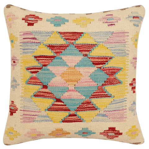 handmade Traditional Pillow Beige Rust Hand-Woven SQUARE 100% WOOL Hand woven turkish pillow2 x 2
