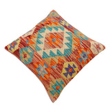 handmade Traditional Pillow Red Blue Hand-Woven SQUARE 100% WOOL Hand woven turkish pillow2' x 2'