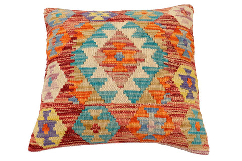 handmade Traditional Pillow Red Blue Hand-Woven SQUARE 100% WOOL Hand woven turkish pillow2 x 2