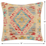 handmade Traditional Pillow Beige Red Hand-Woven SQUARE 100% WOOL Hand woven turkish pillow2' x 2'