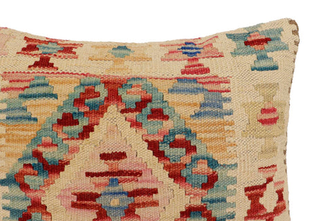 handmade Traditional Pillow Beige Red Hand-Woven SQUARE 100% WOOL  Hand woven turkish pillow  2 x 2