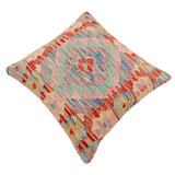 handmade Traditional Pillow Red Blue Hand-Woven SQUARE 100% WOOL  Hand woven turkish pillow  2 x 2