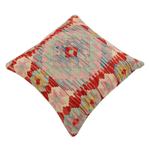 handmade Traditional Pillow Red Blue Hand-Woven SQUARE 100% WOOL Hand woven turkish pillow2 x 2