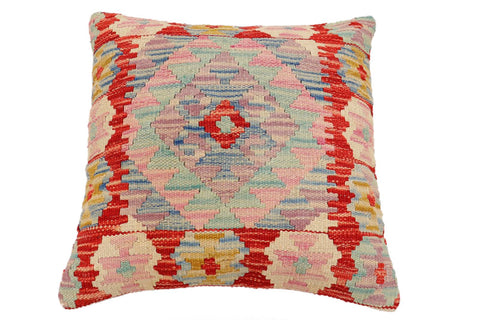 handmade Traditional Pillow Red Blue Hand-Woven SQUARE 100% WOOL Hand woven turkish pillow2 x 2