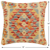 handmade Traditional Pillow Red Rust Hand-Woven SQUARE 100% WOOL Hand woven turkish pillow2' x 2'