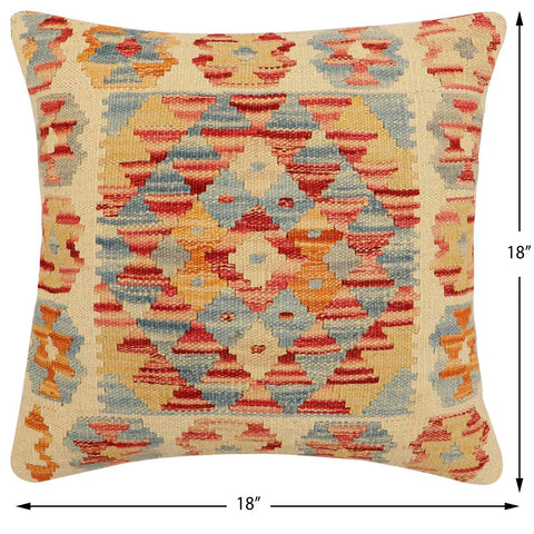 handmade Traditional Pillow Red Rust Hand-Woven SQUARE 100% WOOL Hand woven turkish pillow2 x 2