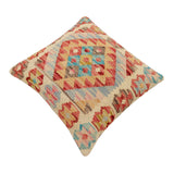 handmade Traditional Pillow Red Blue Hand-Woven SQUARE 100% WOOL  Hand woven turkish pillow  2 x 2