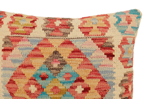 handmade Traditional Pillow Red Blue Hand-Woven SQUARE 100% WOOL  Hand woven turkish pillow  2 x 2