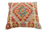 handmade Traditional Pillow Red Blue Hand-Woven SQUARE 100% WOOL  Hand woven turkish pillow  2 x 2