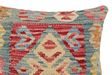 handmade Traditional Pillow Blue Red Hand-Woven SQUARE 100% WOOL  Hand woven turkish pillow  2 x 2