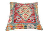 handmade Traditional Pillow Blue Red Hand-Woven SQUARE 100% WOOL  Hand woven turkish pillow  2 x 2