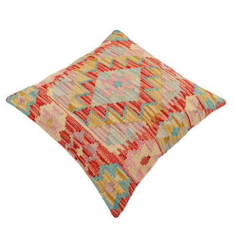 handmade Traditional Pillow Red Blue Hand-Woven SQUARE 100% WOOL  Hand woven turkish pillow  2 x 2