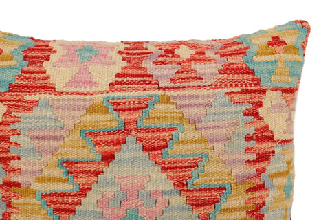 handmade Traditional Pillow Red Blue Hand-Woven SQUARE 100% WOOL  Hand woven turkish pillow  2 x 2