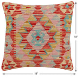 handmade Traditional Pillow Red Blue Hand-Woven SQUARE 100% WOOL Hand woven turkish pillow2' x 2'