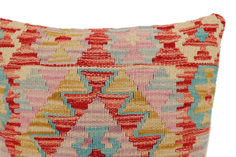 handmade Traditional Pillow Red Blue Hand-Woven SQUARE 100% WOOL Hand woven turkish pillow2 x 2