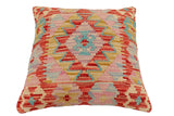 handmade Traditional Pillow Red Blue Hand-Woven SQUARE 100% WOOL Hand woven turkish pillow2' x 2'