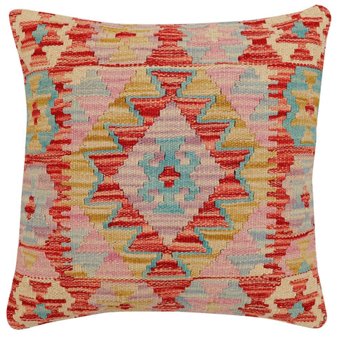 handmade Traditional Pillow Red Blue Hand-Woven SQUARE 100% WOOL Hand woven turkish pillow2 x 2