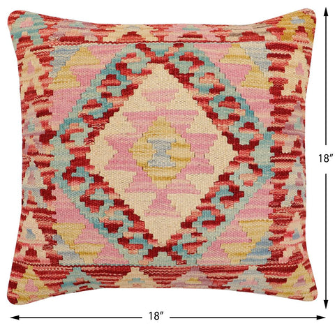 handmade Traditional Pillow Red Blue Hand-Woven SQUARE 100% WOOL Hand woven turkish pillow2 x 2