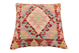 handmade Traditional Pillow Red Blue Hand-Woven SQUARE 100% WOOL Hand woven turkish pillow2' x 2'
