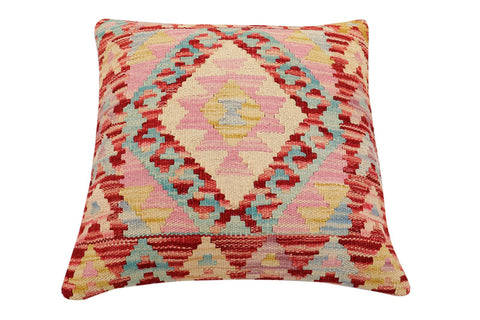 handmade Traditional Pillow Red Blue Hand-Woven SQUARE 100% WOOL Hand woven turkish pillow2 x 2