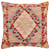 handmade Traditional Pillow Red Blue Hand-Woven SQUARE 100% WOOL Hand woven turkish pillow2' x 2'