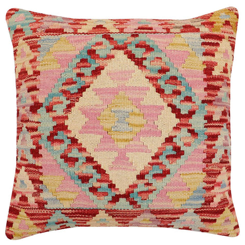 handmade Traditional Pillow Red Blue Hand-Woven SQUARE 100% WOOL Hand woven turkish pillow2 x 2