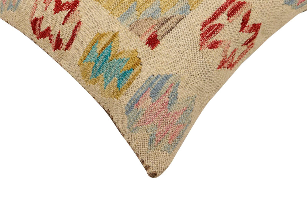 handmade Traditional Pillow Beige Red Hand-Woven SQUARE 100% WOOL Hand woven turkish pillow2' x 2'