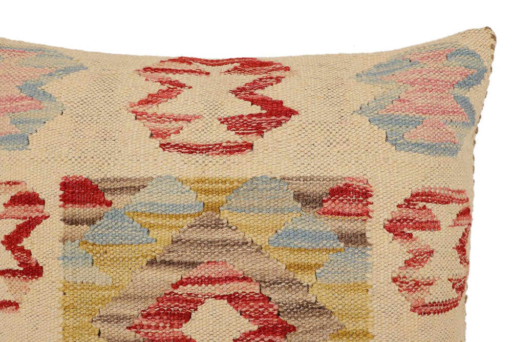 handmade Traditional Pillow Beige Red Hand-Woven SQUARE 100% WOOL Hand woven turkish pillow2' x 2'