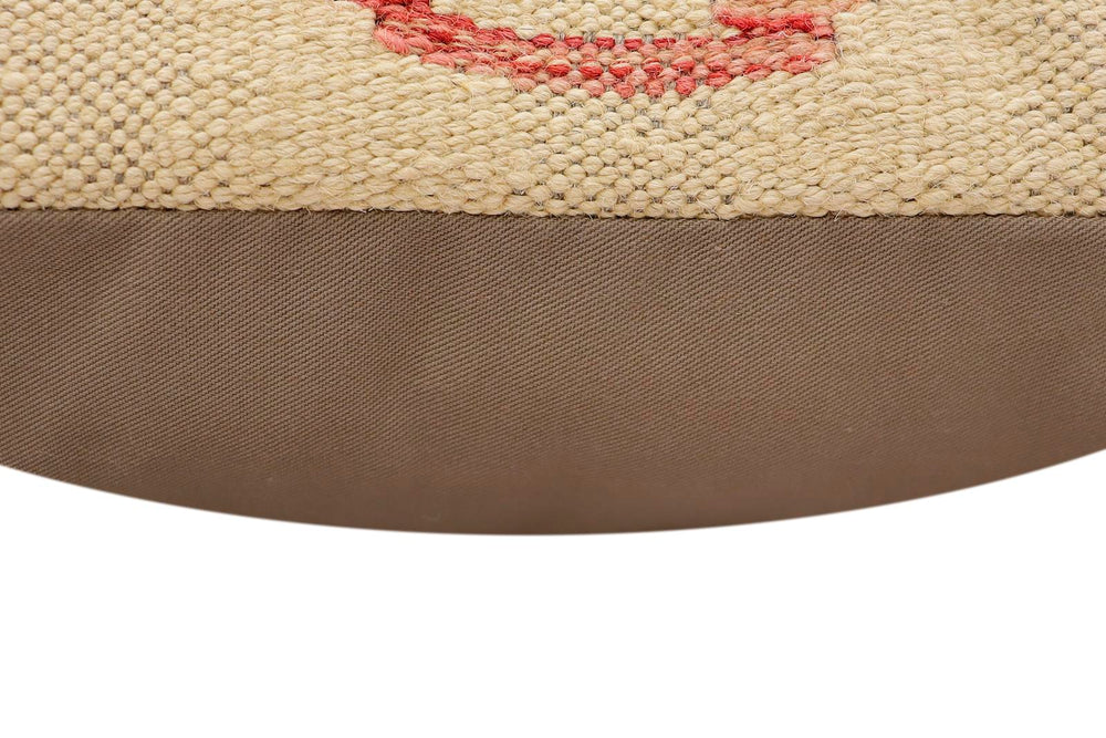 handmade Traditional Pillow Beige Red Hand-Woven SQUARE 100% WOOL Hand woven turkish pillow2' x 2'